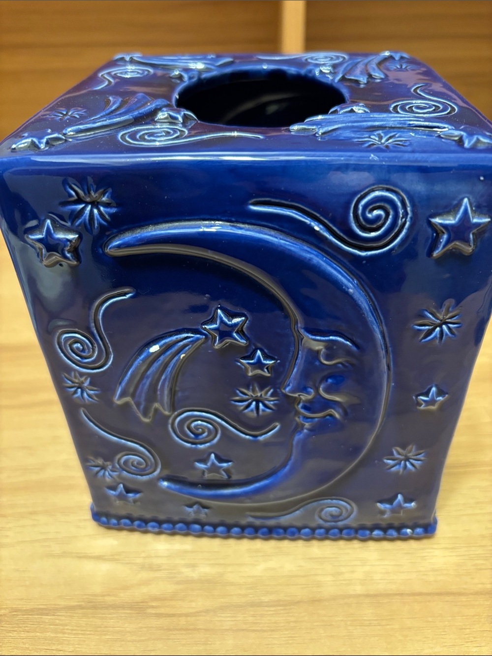 Decorative Blue Ceramic Sun & Moon Tissue Box Cover - celestial astrology 90’s - Picture 5 of 9